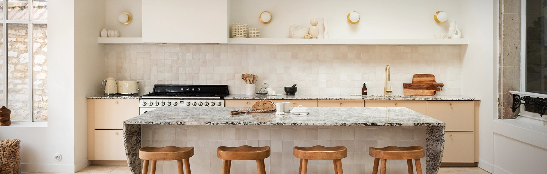 White Kitchen with Zellige Wall Tiles